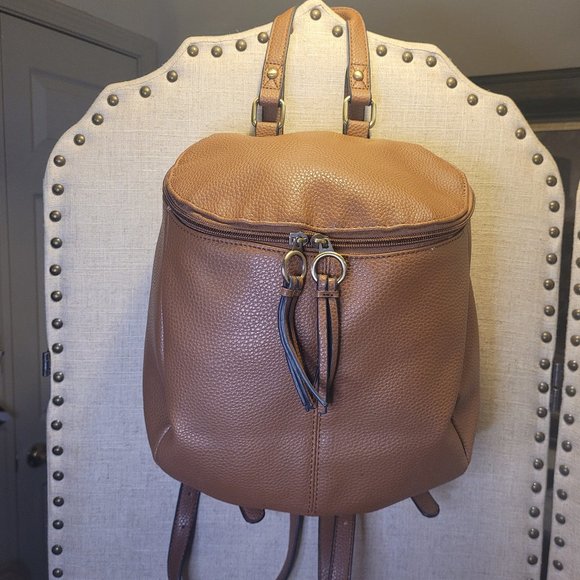 SALE - NWOT - Caramel Brown Faux Leather Backpack - Picture 7 of 7